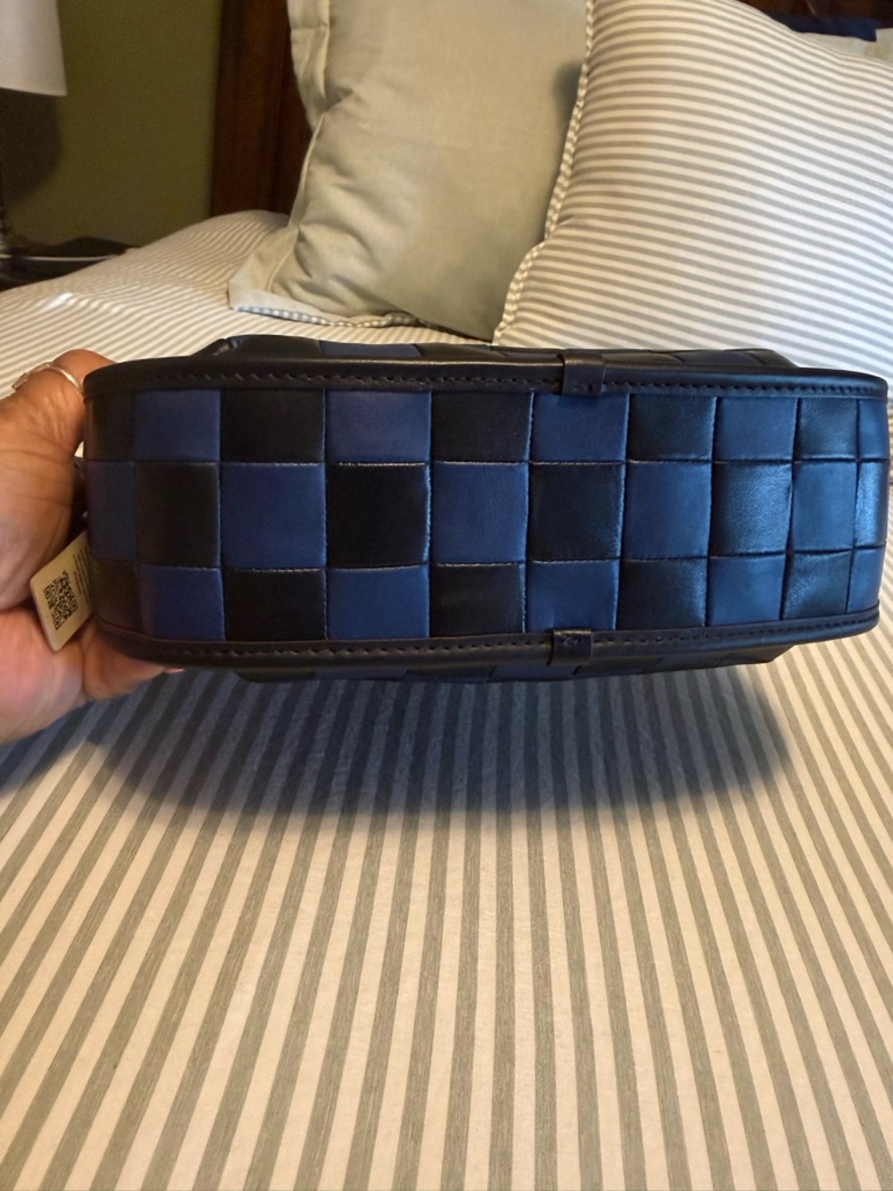 NWT Coachtopia Two-Tone Blue and Black check design handbag - Picture 3 of 6